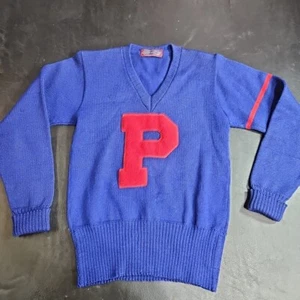 Spalding Mens Small Colliegate Sweater Blue Wool Pullover Tennis Preppy Vintage - Picture 1 of 11