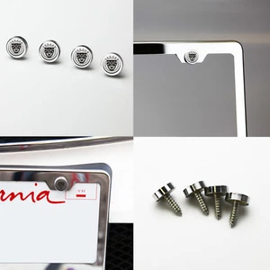 Grabado láser negro Jaguar marco matrícula pernos sujetador cromo tornillos tapa - Imagen 1 de 6