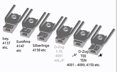 NEM-angelehnt: Adapter Märklin 1:100 Wagen 4092 4099 4147 4150 4158 auch M-SK