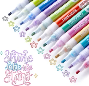Outline Markers,Glitter Pens,Metallic Markers,Fun Pens,12 Assorted Colors,Great - Picture 1 of 6