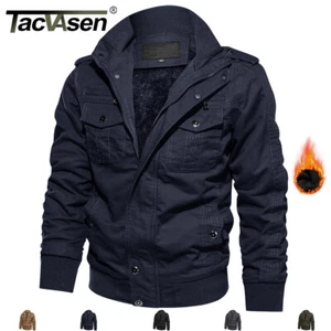 TACVASEN Men's Jacket Fleece Lined Cargo Work Winter Coat Bomber Jackets Outwear - Picture 1 of 42
