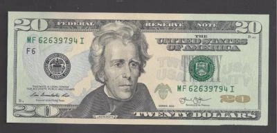 $20 FEDERAL RESERVE NOTES 2013 ATLANTA (MF62639794I) UNC  - Image 1 of 2