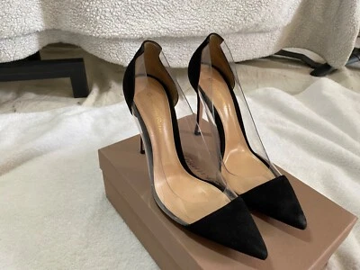 Gianvito Rossi Plexi 高跟鞋黑色麂皮绒 — 第 1/4 张图片