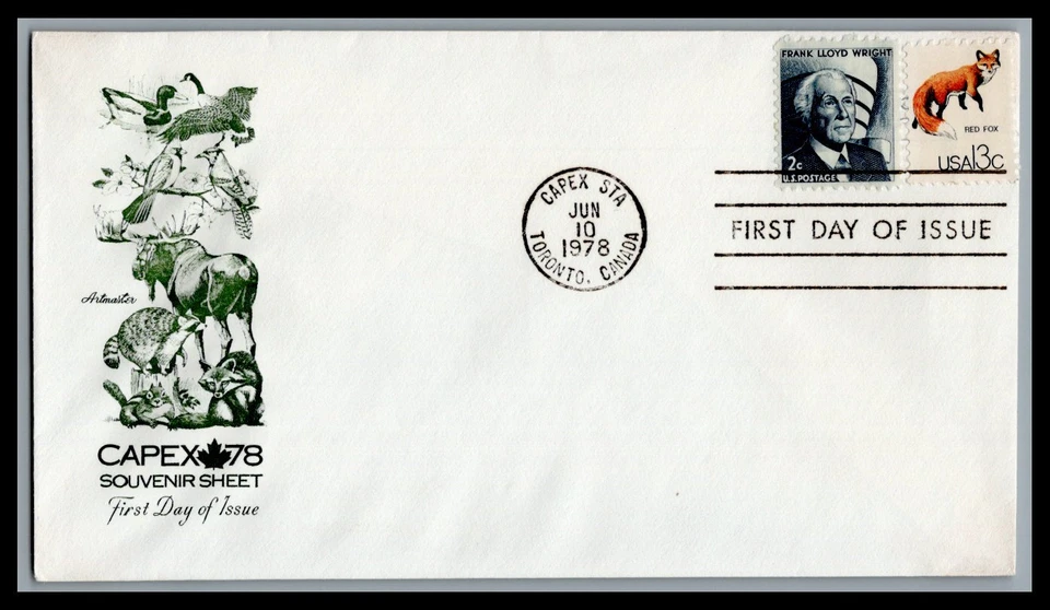 US FDC # 1757g 13c Wildlife CAPEX EXPO Artmaster Red Fox  1978, 9M727 - Image 1 of 1