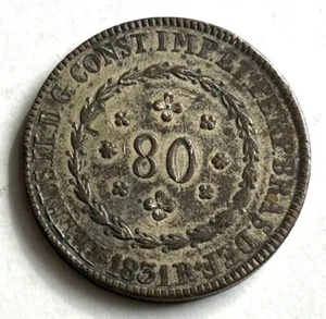 BRAZIL 80 REIS 1831R - Picture 1 of 2