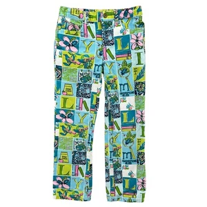Lilly Pulitzer Pants Girls Green Blue Multicolor Straight Leg 5 Pocket Size 8 - Picture 1 of 12