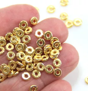 TierraCast 4mm. Heishi Kenian Perlen, vergoldetes bleifreies Zinn, 0525 - Bild 1 von 4