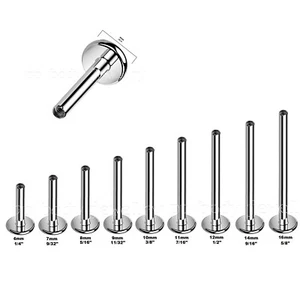 G23 Titanium 4mm Base Internally Threaded Labret Monroe Tragus Post 16G 14G - Picture 1 of 2