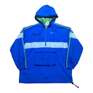 Vintage Adidas Windbreaker Jacke XL Blau 90er Retro 100% Nylon Herren sehr guter Zustand - Bild 1 von 6