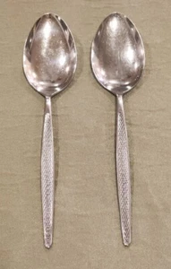 AMC Stainless Silverware CASCADE Pattern Serving Spoons Set of 2 Made Japan 8" L - Picture 1 of 8