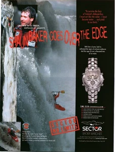 1997 PRINT AD - SECTOR SPORT WATCHES - SHAUN BAKER FREEFALL WATERFALL KAYAKING - Picture 1 of 1
