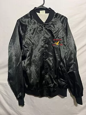 Chaqueta de bombardero vintage a presión negra satinada a presión de Westark para hombre talla XL Foto 1 de 4