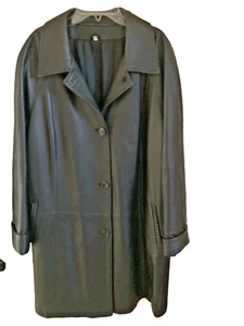 NEU OHNE ETIKETT VINTAGE MADE IN ITALY SUPREMA ÜBERGRÖSSE 43 (ITALIENISCH) DUNKELBRAUNER LEDERMANTEL - Bild 1 von 9