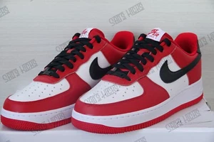 Men's Nike Air Force 1 Low Leather Chicago Black Red White Nike ID Authentic - Picture 1 of 8