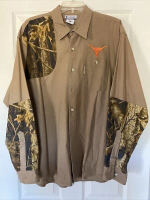 Camisa Texas Longhorns Columbia Para Hombre Verde Camel Camuflada Manga Larga Para Hombre Mediana Foto 1 de 2