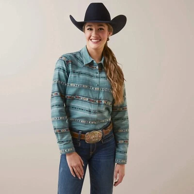 Camisa de mujer Ariat REAL Billie Jean manga larga #10046043 rayas con piedras preciosas Foto 1 de 4