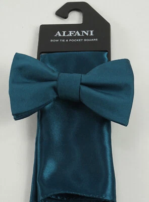 Nuevo 55$ Alfani Pajarita y Bolsillo Cuadrado Conjunto Para Hombre Azul Tejido Piel de Tiburón Talla Única Foto 1 de 4