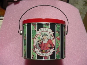 Pack of 12 Empty Christmas Holiday Tin - MC Santa - 1 Gallon size - Round - NEW - Picture 1 of 1