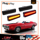 Smoke LED Front&Rear Side Marker Lights For 72-74 Plymouth Barracuda & Satellite