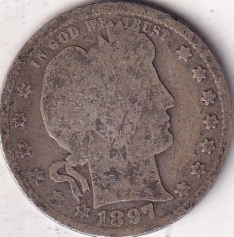 1897 SILVER Barber Quarter #213 - AG - BEAUTIFUL COLOR - BEAUTIFUL COIN Cover