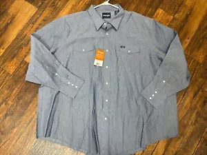 Camisa de Trabajo Wrangler Para Hombres 4XL Perla A Presión Azul Cambray Vaquero Occidental Rodeo - Imagen 1 de 8