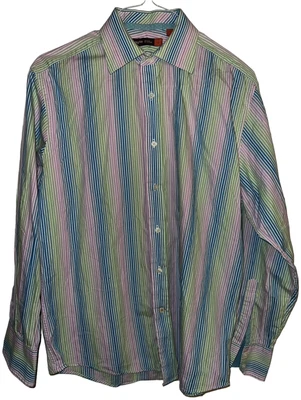 NYNE Shirt Mens Size Large Long Sleeve Multi Colored Striped Button Up Pastel L - Image 1 of 3