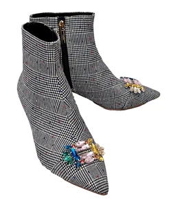 KURT GEIGER Bellevue Ankle Zip Grey Fabric Gem Boots Ladies EU 36 UK 3 RRP £219 - Picture 1 of 5