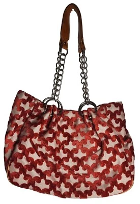 Bolso de mano de diseñador Glenda Gies Millie tapiz rojo chenilla patrón difícil de encontrar cartera rara Foto 1 de 4