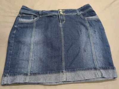 Falda Baccini para mujer talla 16 lavado oscuro desgastado bordado Foto 1 de 4