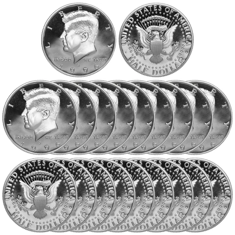 1996 S Kennedy Half Dollar Roll Gem Deep Cameo CN-Clad Proof 20 US Coins Cover