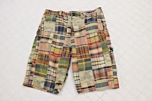 Pantaloncini da lavoro American Eagle uomo taglia 28 patch multicolore a quadri distress - Foto 1 di 11