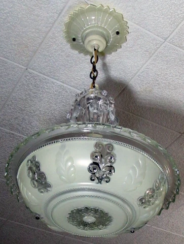 Vintage Deco Victorian Ceiling Light Fixture Chandelier Large Glass Shade  ! Cover