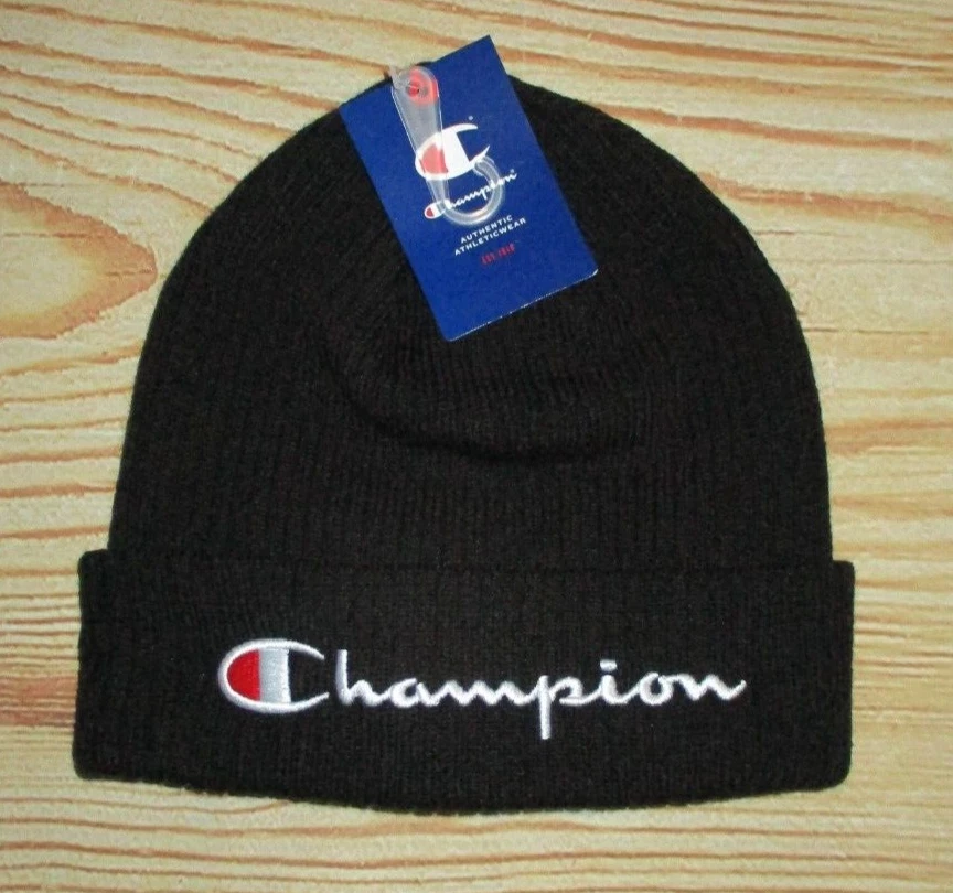 男式 Champion ICONIC 标志黑色 BEANIE 帽子 均码 — 第 1/1 张图片