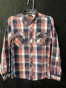 Smash Shirt Mens Large Long Sleeve Snap Up Bold Plaid Pattern - Picture 1 of 8