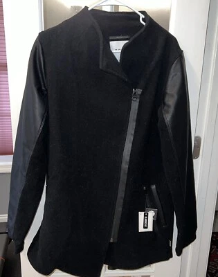 BRTN Burton Asymmetrical Regent Jacket NEW Women's Large Black Wool Faux Leather - Image 1 of 4