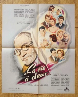 VIE A DEUX Fernandel Louis de funes affiche cinema originale 49x60 cm '58 - Photo 1/4