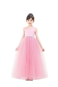 Criss-Cross Back Satin Flower Girl Dress Birthday Dress First Communion Dresses - Picture 1 of 22