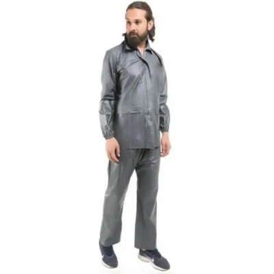 Unisex Grey Polyester Rain suit With Hood Lightweight waterproof comfortable 2PC - Image 1 of 3