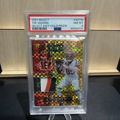 2021 Select - Tee Higgins - Swatch - Gold Prizm /10 PSA 8 - Image 1 of 3