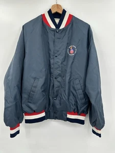 Giacca a scatto vintage Olympic Training Center blu navy USA bomber atletico nylon L - Foto 1 di 9