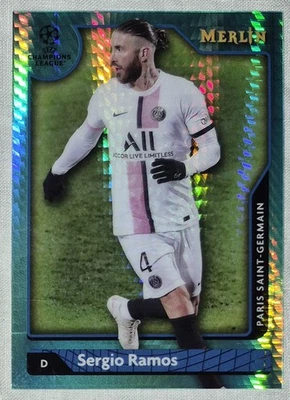 SERGIO RAMOS 2021-22 Topps Merlin UEFA Chrome AQUA PRISM REFRACTOR #148 MERLIN - Image 1 of 2