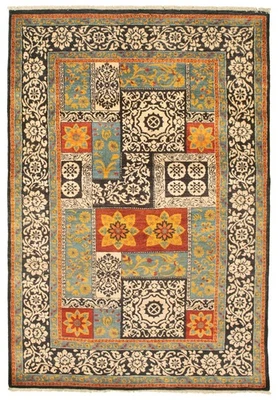 Tapete de área de lã tapete oriental tradicional creme 5'0" x 7'4" feito à mão - Imagem 1 de 4