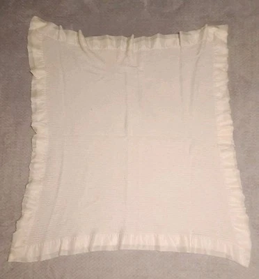 Manta de Colección Baby Esmond Chatham Borde de Nylon Blanco Sólido Tejido Térmico Waffle Foto 1 de 4