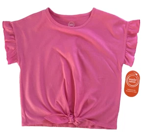Girls Pink Ruffled Short Sleeved Tie Waist Blouse Medium Size 7-8 Brand New - Picture 1 of 4