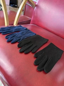 Vintage Hansen 1950s Gloves 6.5 Blue Nylon Stretch Evening & Black Size 6.5-7.5 - Picture 1 of 5