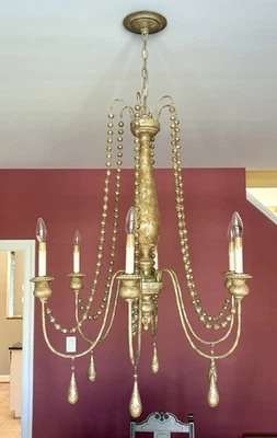 Elegant gold Tone Currey & Company chandelier - Image 1 of 2
