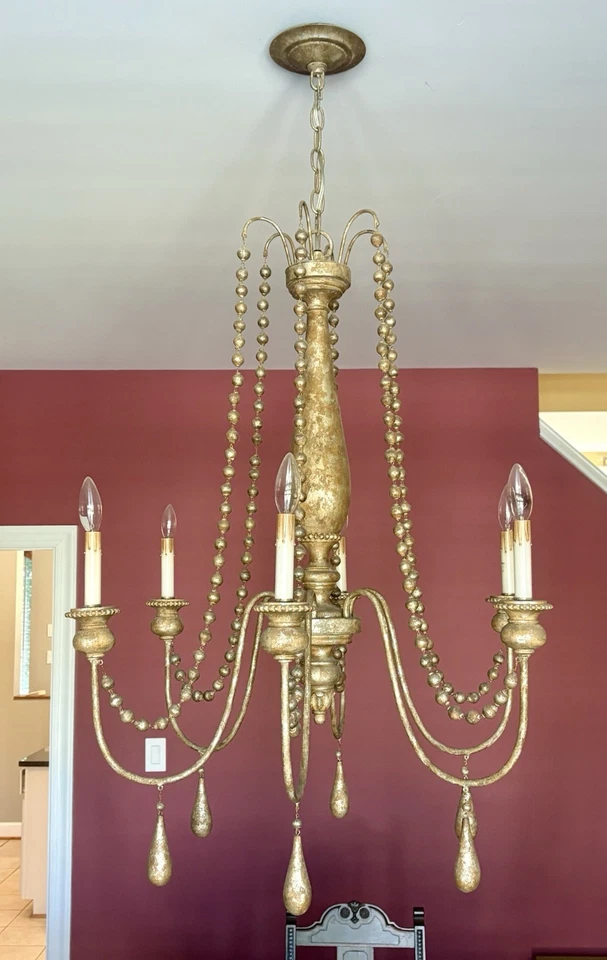 Elegant gold Tone Currey & Company chandelier - Image 1 of 2