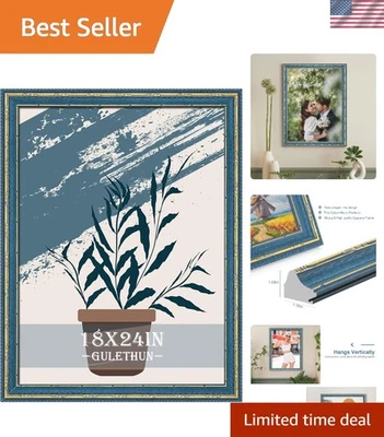 Marco de fotos azul dorado vintage 18x24 pulgadas pared galería decorativo ornamentado Foto 1 de 4
