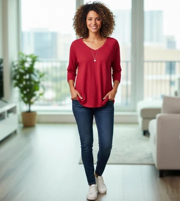 Top tejido de lino Habitat para mujer XL fucsia Lagenlook cómodo moderno informal Foto 1 de 4