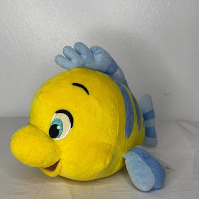 迪士尼商店比目鱼毛绒小美人鱼黄色蓝色填充动物 — 第 1/4 张图片